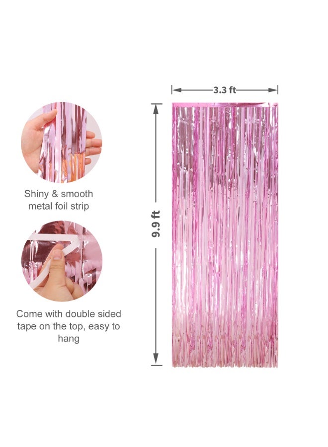 دايتويز عبوتان من ستائر خلفية مزينة بشراشيب من رقائق معدنية وردية، مقاس 3.3 × 6.5 قدم، ستائر خلفية مزينة بشرائط، زينة حفلات أعياد الميلاد، ستارة لامعة للحفلات، ديكورات عيد الحب، ديكورات أنيقة، كشك تصوير. - Image 2